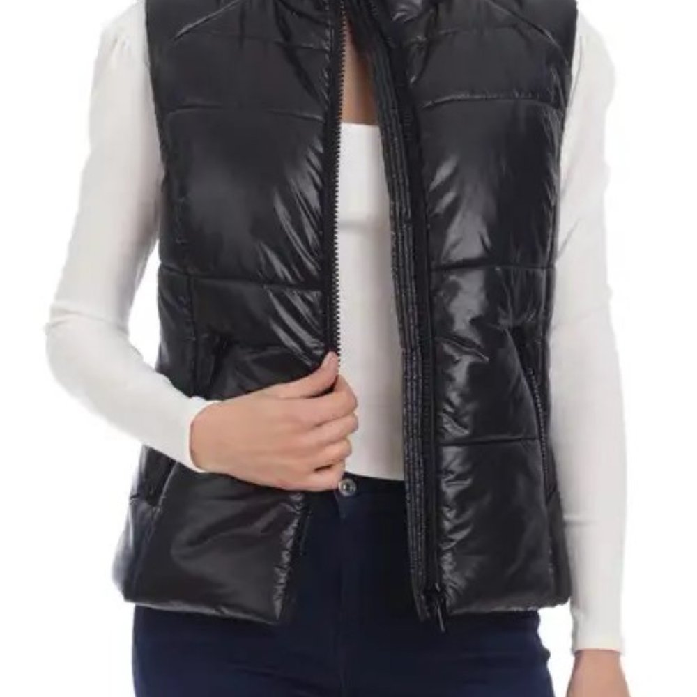 Avec Les Filles Shiny Nylon Puffer Vest